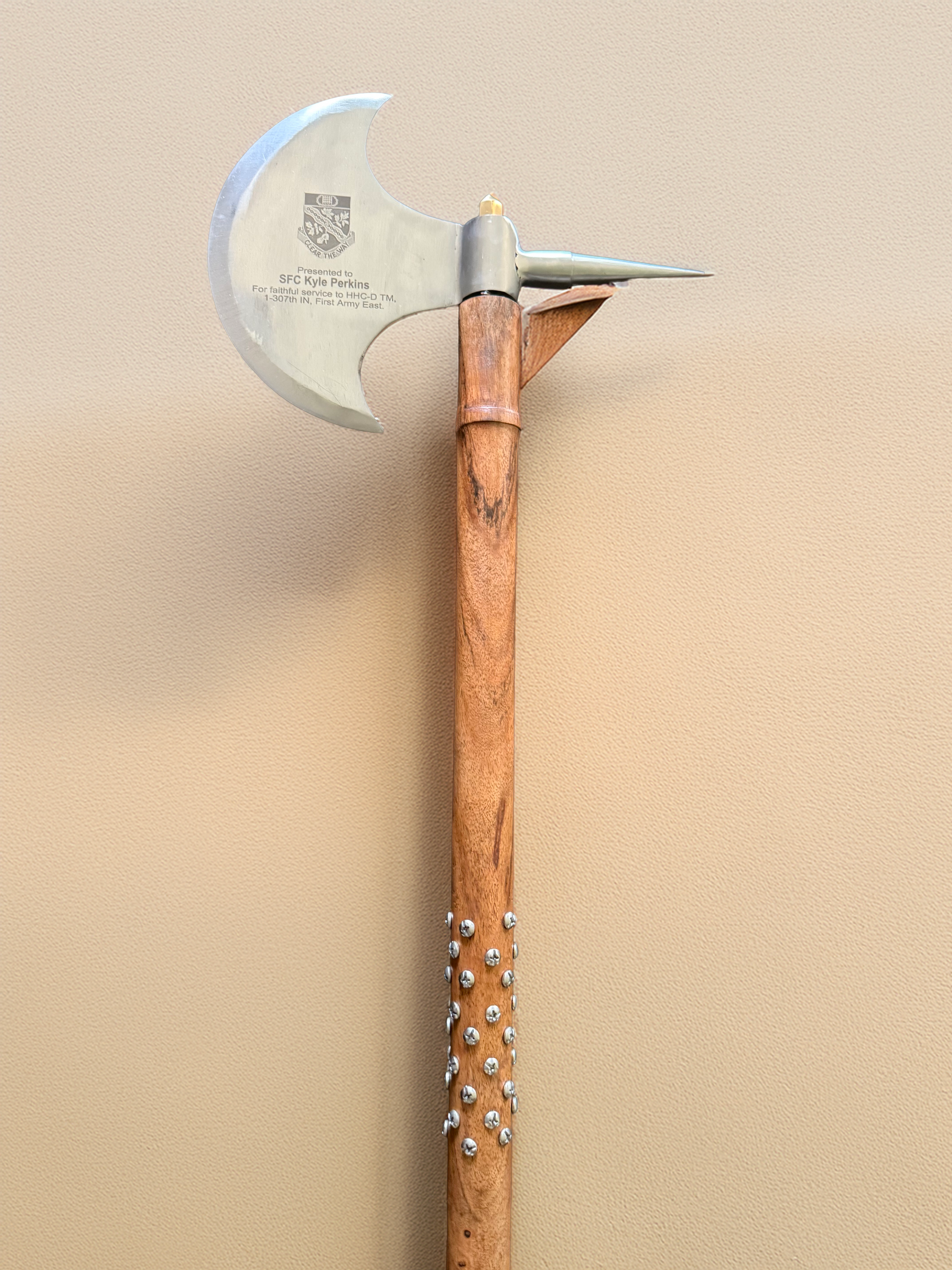 Personalized Studded Battle Axe