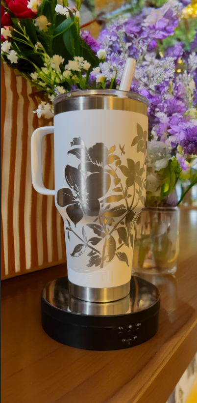 Photo and Flowers  Personalized YETI Rambler