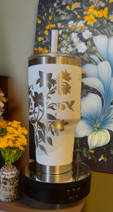 Photo and Flowers  Personalized YETI Rambler