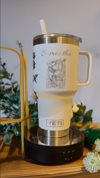 Photo and Flowers  Personalized YETI Rambler